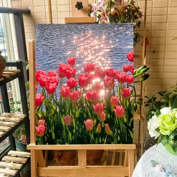 Sonce Cvet DIY Digitalni Oljna slika Kompleti Tulipani Daisy Akril Barvanje Z Številkami Handpainted Barvanje Doma Dekoracijo