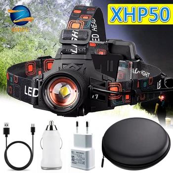 Najmočnejši XHP50 Polnilna LED Žaromet Glavo Svetilka za Kampiranje, Ribolov z Močjo Zaslon LED Smerniki Uporaba 3*18650 Baterijo