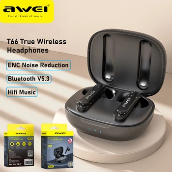 Awei Audífono Bluetooth Slušalke 5.3 TWS Brezžični Čepkov Stereo Šport držalo za uho Slušalke ENC Zmanjševanje Hrupa Z Dvojno HD Mic