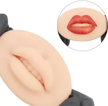Tatoo Usposabljanja Dodatki Človeške Ustnice Plesni Silikonski 3D Ustnice Odprta Usta, Z Zobmi Praksi Kože