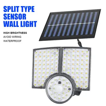 LED Solar Wall Svetlobe Senzor Gibanja Z vgrajenim Akumulatorjem 1200mAh 6000-6500k 3 Glave Design Zunanji Vrt, Dvorišče Ulične Svetilke