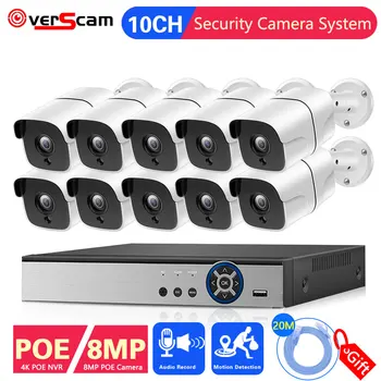 4K 8MP CCTV Sistema za zaščito, 10CH POE NVR Komplet Zunanja IP66 Nepremočljiva Avdio Snemanje POE IP Kamera za Video nadzor, kamere kit