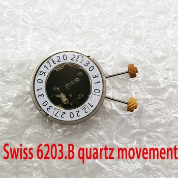 Nov Švicarski 6203.B kvarčni gibanje, 6203b tri-iglo 12 uri velika koledar watch dodatki bela pralni