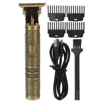 Električni Hair Trimmer, ki je Vgravirana Zlitine Golden Vintage Lase Clipper Fino Jekleno Rezalno Glavo 1200mah za Rezanje Lase za Barber