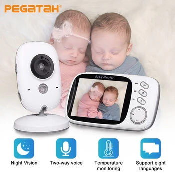 PEGATAH 3.2 palčni Video Baby Monitor za Brezžični Bluetooth 2 Način Avdio Govori Night Vision Otroška Varuška Nadzor Temperature Varuška
