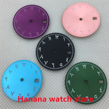 29mm dial/črna / modra/zelena/roza/vijolična watch izbiranje Roman indeks primeren za NH35 NH36 gibanje watch dodatki