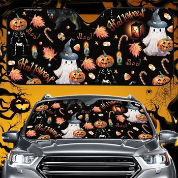 Scary Halloween Dekor Avto sončnega Enostavno Namestite Avto Notranje zadeve za Auto Visoke Kakovosti Dežnik Duha/Bučna Lobanja/Black Cat/Čarovnica