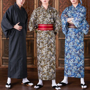 Japonski slog Tradicionalnih Nacionalnih Samurai Kostum Yukata Poletni Festival, Cosplay Primeru Formalno Obleko Dolge Trakove Moške Kimono