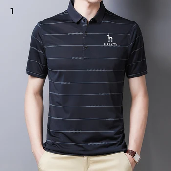 Hazzys Golf Kratek Rokav T-shirt za Moške Ledu Svile River moška Polo Majica Prugasta Poletje Golf majica s kratkimi rokavi