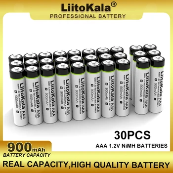 30PCS LiitoKala AAA NiMH 1,2 V Polnilna Baterija 900mAh Primerna Za Igrače, Miši, Elektronske Tehtnice, Itd.