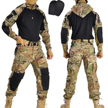 2023 Moške Vojaške Uniformpants Majica Vojske Boj proti Taktično Multicam Vojaško Uniformo Z Blazine Maskirno Obleko Lovska Oblačila