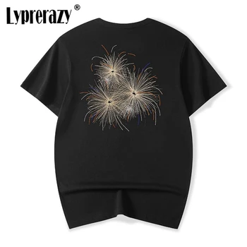 Lyprerazy Moških Original Plima blagovne Znamke Ognjemet Vezenje Kratki rokavi T-shirt Poletje Svoboden Bombaž Tees