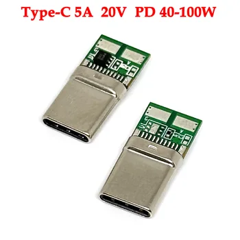 1set 6Pin 5A 20V USB 3.1 Tip C Moški Vtič Ženski Vtičnica Z E-marker čip Priključek s PCB Odbor PD 40 W 60 W 100W Test Modul