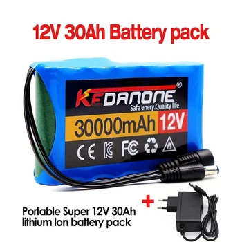 Batería portátil de iones de litio recargable, Spremljanje cámara de CCTV con cargador, Super 12V, 30000mah, DC 12,6 proti, 30Ah
