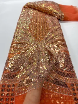 Afriške Beaded Ženina Čipke Tkanine 2023 Visoke Kakovosti Čipke Materiala Nigerijski Francoski Sequins Čipke Tkanina Za Poročne Obleke