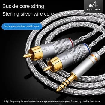 HI-fi čistega Srebra 4.4 mm do 2RCA Aux Audio Kabel, Slušalke Amp Priključni kabel S 24K pozlačeni Plug
