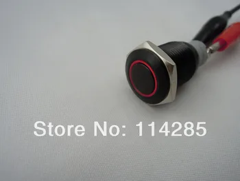 Novo Črno 12V 3A 16 mm Rdeča Angel Eye LED Kovinsko Stikalo Potisnite Gumb ZA Vklop/IZKLOP DIY