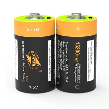 2pcs/veliko 100% ZNTER 1,5 V 15200mWh Polnilna Baterija D Lipo LR20 Baterije za RC Fotoaparat Brnenje Hitro Polnjenje prek Tip C Kabel