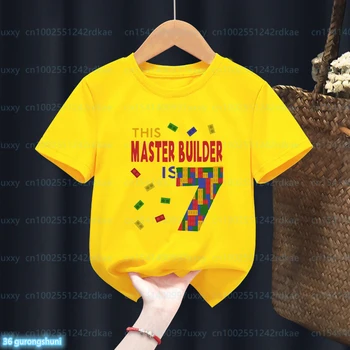 T-Majica Za Fante Smešno Opeke Rojstni dan Številke od 1 do 9 th otroška Oblačila Tshirt Za Otroke Rojstni dan Oblačila Tshirts