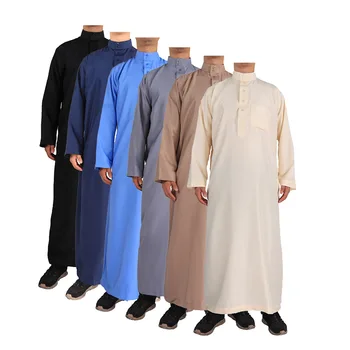 Muslimanski Moda Muslimani Na Bližnjem Vzhodu Moških Dolg Rokav Arabski Posadke Vratu Islamske Barva Tam Kaftan Maxi Dubaj Dolgo Jubba Abaya
