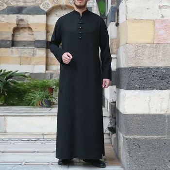 Muslimanski Haljo Moških Jubba Thobe Savdska Arabija Tam Kaftan Bližnjem Vzhodu Abaya Gumb Svoboden Priložnostne Islamska Oblačila Barva Moda Obleko