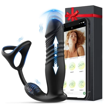 APLIKACIJO Bluetooth Prostate Vibrator za Moške Gay Analni Butt Plug Petelin Penis Prstan Thrusting Prostate Massager Moški Masturbator Seks Igrače