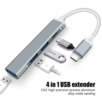 4Port USB 3.0 Hub USB za Visoke Hitrosti Tipa C Splitter Adapterji za Računalniške Opreme Multiport HUB 4 USB 3.0 2.0 Vrata