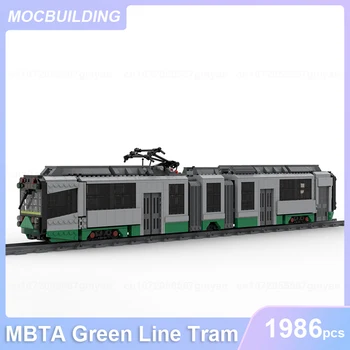 MBTA Green Line Tramvaj MOC gradniki DIY Zbrati Opeke Vlak Prevoz Izobraževalne Ustvarjalni Otroci Igrače Darila 1986PCS