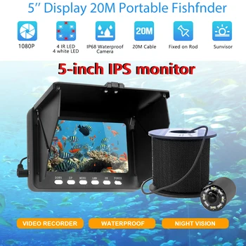 Podvodni Ribolov Fotoaparat, 5-Palčnim 1080P IP68 Vodotesen 20M Ice/Morje/Reka Kamera Za Podvodni Ribolov Odkrivanje