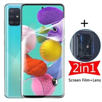 2 v 1 Zaslonu Hydrogel Film za Samsung Galaxy A71 A51(5G) 2020/A51 A71 4G 2019 Objektiv Kamere Zaščitnik Ne Zaščitno Steklo