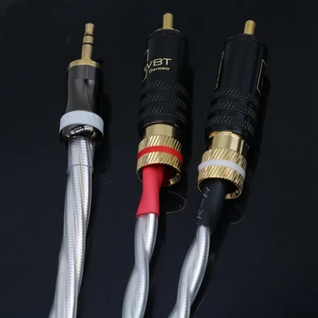 HI-fi Nordost Srebro Aux 3,5 mm Slušalke Priključite na 2 RCA Jack Avdio Signal linije Računalnik, Zvočna Povezava 2RCA Ščit Kablu Žice