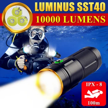 LUMINUS SST40 Potapljaško Svetilko 10000LM Podvodni Scuba Močna LED Svetilka Strokovno Nepremočljiva Snorkeling Fill Light