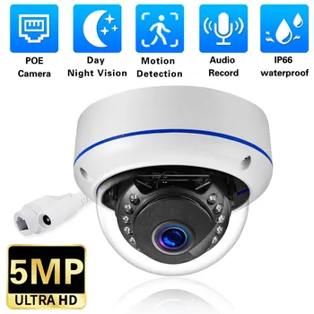 Doma Zaznavanje Gibanja CCTV Varnostno nadzorna Kamera na Prostem Ulica Nepremočljiva Kamer HD 5MP POE IP Spremljanje Cam