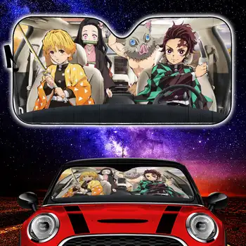 Anime Demon Slayer Ekipa Smešno Avto Auto Sonce Odtenki Vetrobransko Steklo Oprema Dekor Darilo